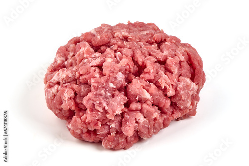 Minced meat, pork, beef, forcemeat, isolated on white background.