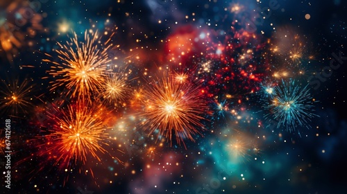 Happy Holiday Fireworks Night Sky Your , Bright Background, Background Hd