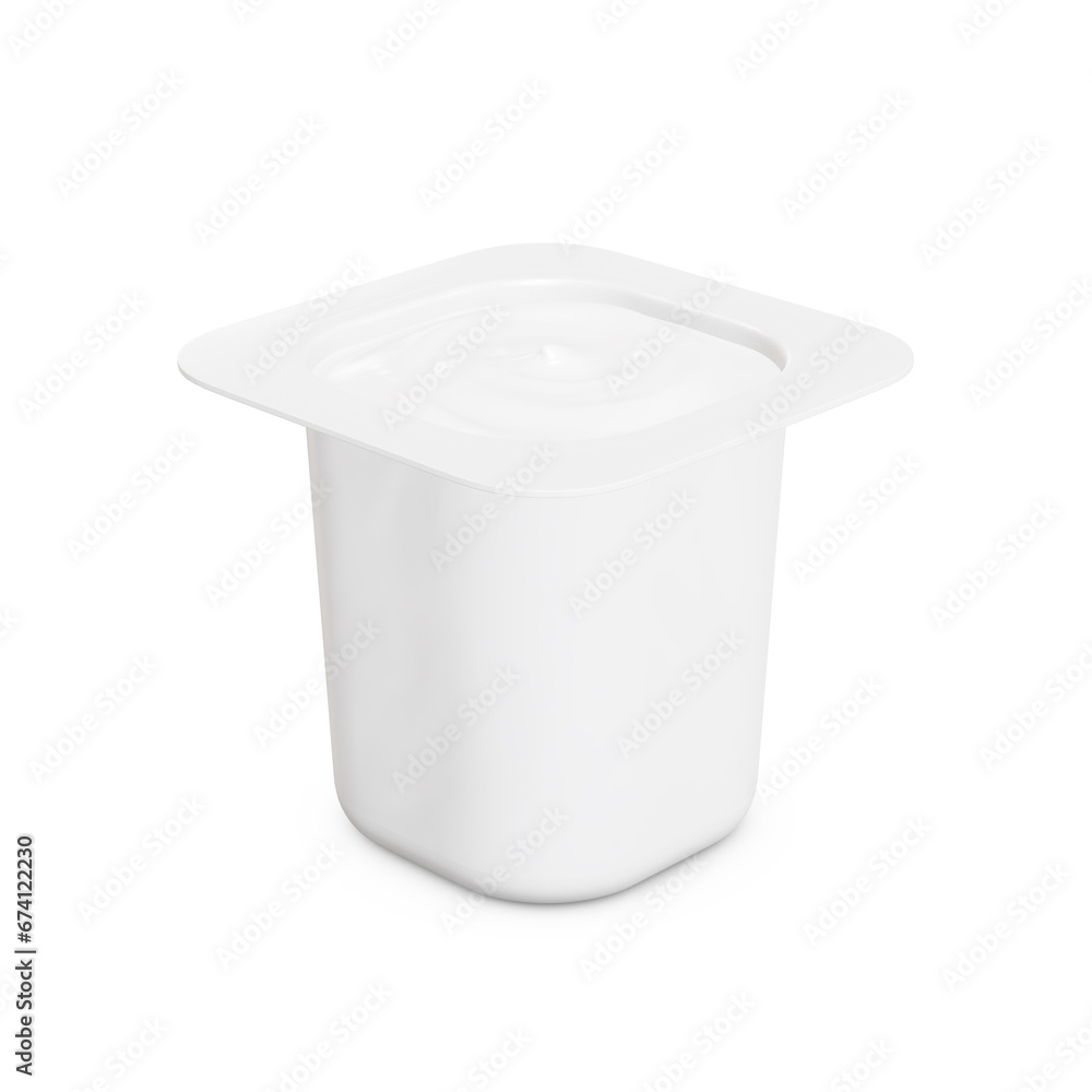 a open yogurt cup with a white background a open yogurt cup with a white background