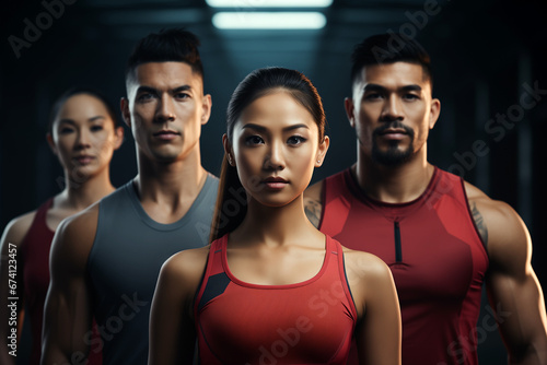 group of muscular people in gym © Zenturio Designs
