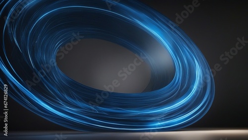 abstract blue background with circles A blue canvas with curved lines and light flashes that show a high speed technology concept 