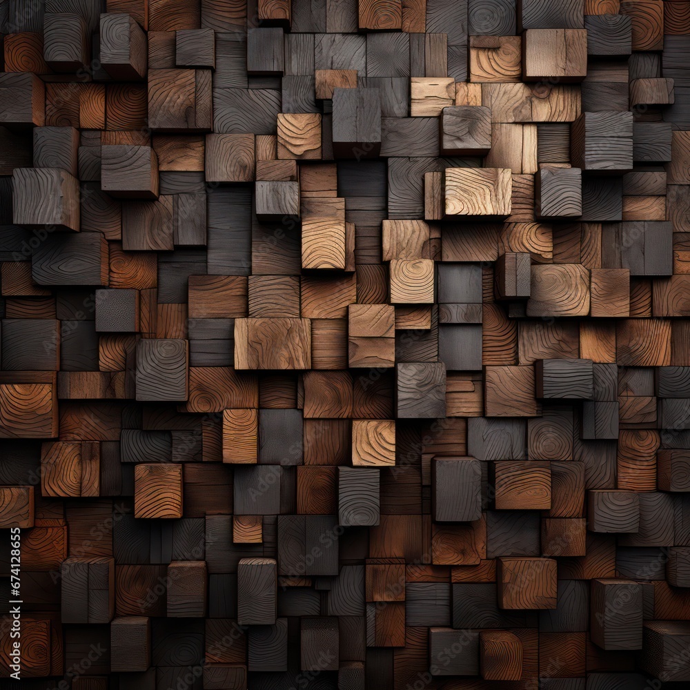 Dark color wood background with 3d cube texture wooden Dark color wood background with 3d cube texture wooden