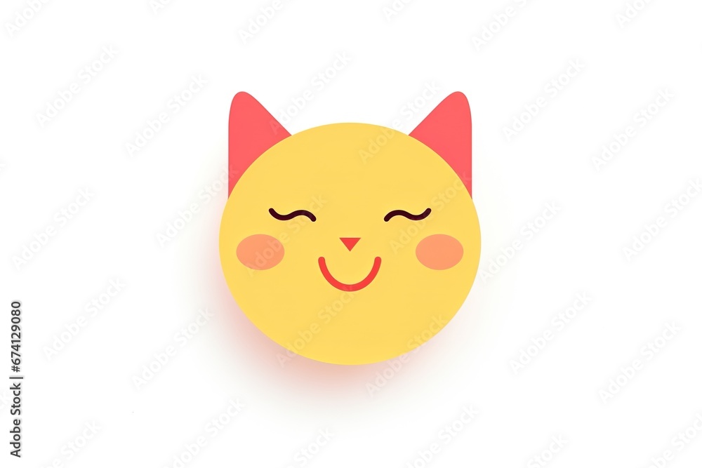 Happy cat face in the style of minimalist flat design illustration over white background