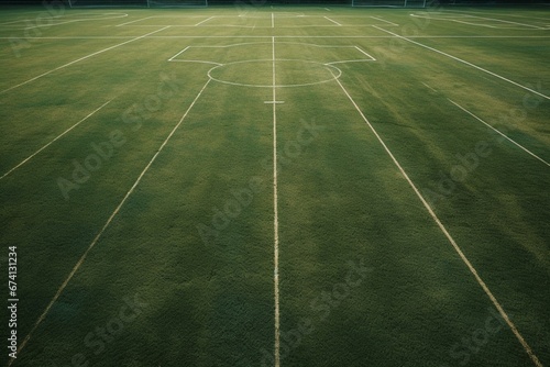 Image of a soccer field marked with lines. Generative AI