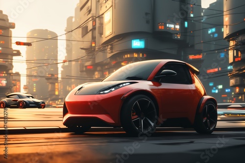 a brand-less generic concept car in the city © whitecityrecords