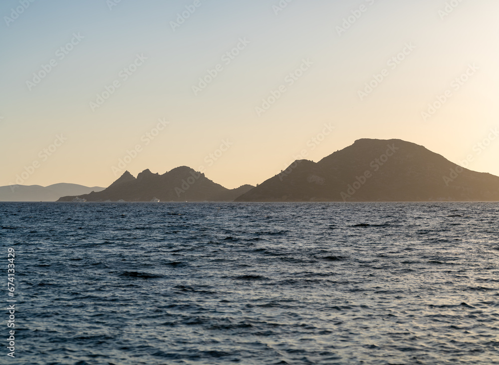 Island silhouette. Catalada (Volo) is a Turkish island located in the Aegean Sea.
