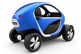 a brand-less generic concept car. Modern blue electric car on a white background with a shadow on the ground