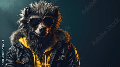 werewolf portrait grunge humanoid rock - by generative ai