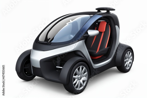 a brand-less generic concept car. Modern electric car on a white background with a shadow. 