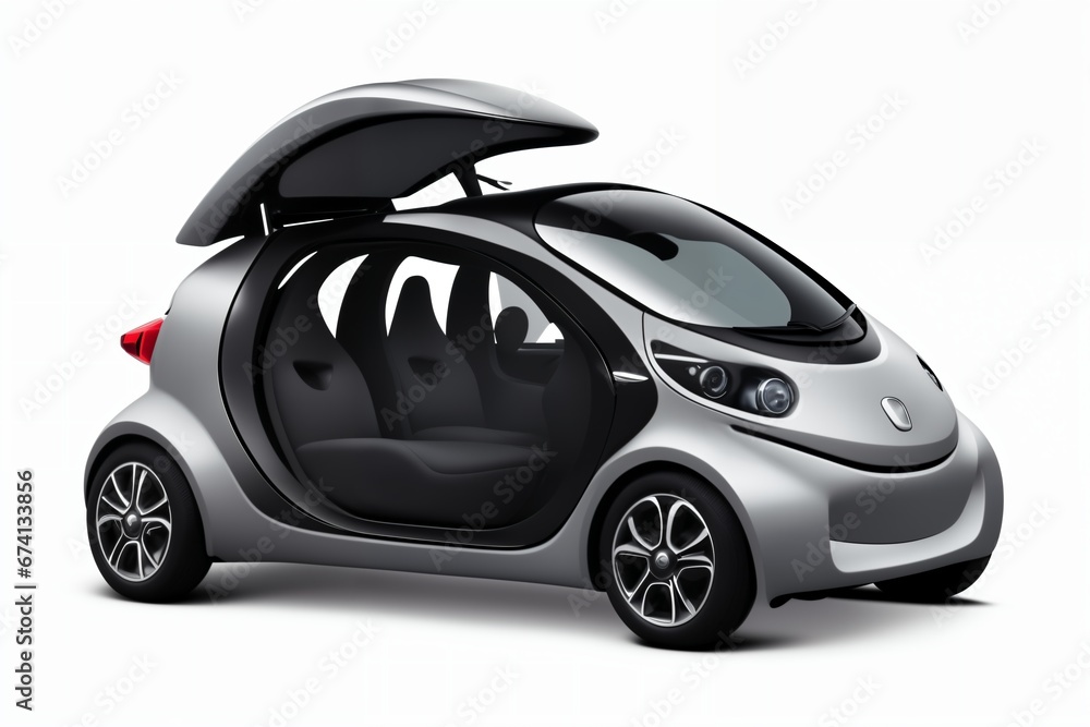a brand-less generic concept car. Modern electric car on a white background. Concept of ecological transport. a brand-less generic concept car. Modern electric car on a white background. Concept of ecological transport.