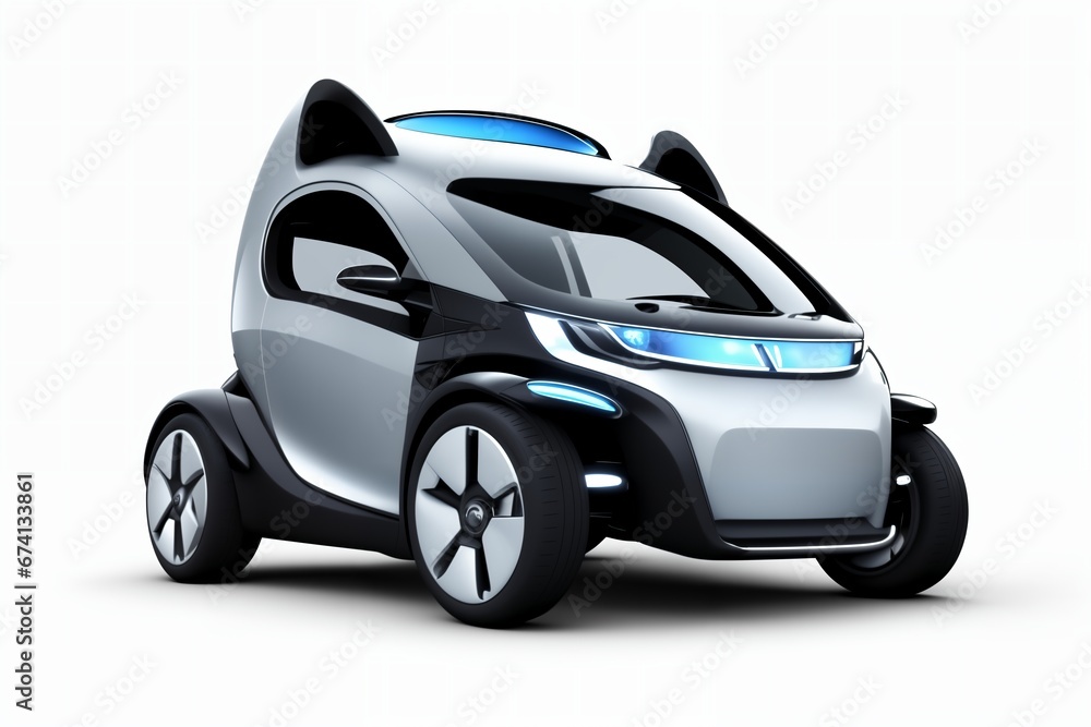 a brand-less generic concept car. Modern electric car on a white background. Concept of ecological transport.