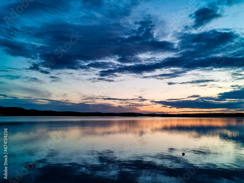 sunset on the lake , image taken in sweden, scandinavia, , europe © underworld