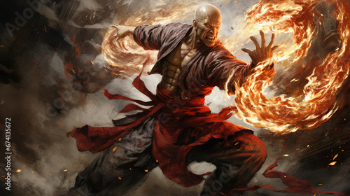 warrior monk energy flow masculine yang power - by generative ai