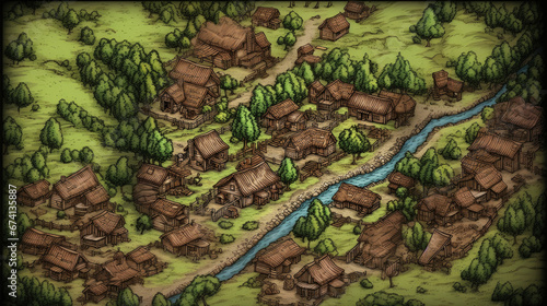 rpg map asset landscape medieval village rural - by generative ai