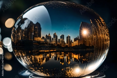 golden globe with reflection generated by AI technology 