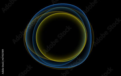 Blue and yellow neon circles