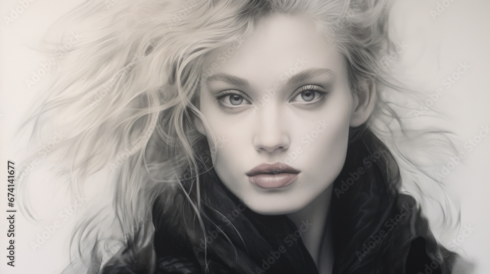 Fototapeta premium Portrait of a beautiful woman in an old-fashioned style. Women's fashion and beauty.