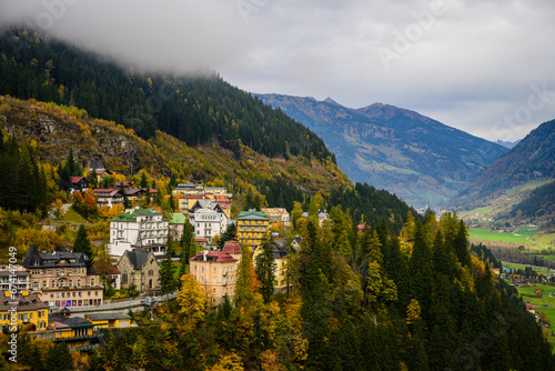 view of the alpine village Bad Gastein in the austrian alps