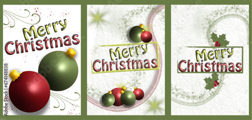 Set of 3 Christmas cards. Collection of flyers, brochures, templates, postcards, greeting cards; printable, Cricut, silhouette

