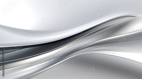 Sleek silver metallic waves with a smooth, glossy finish and gentle curves on a soft gradient background.