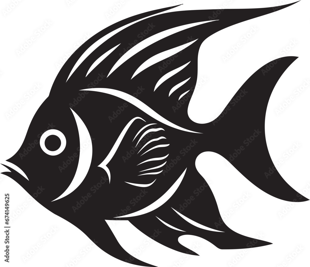 Naklejka premium Vector Artistry Meets Black Angelfish Beauty Angelfish Emblem Black Logo Design Icon