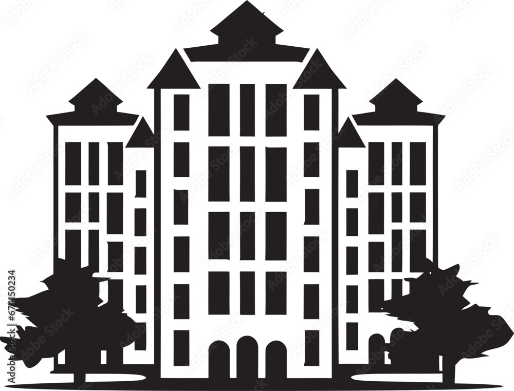 Elegant High Rise Residence Black Logo Symbol Urban Oasis in Black Apartment Building Design