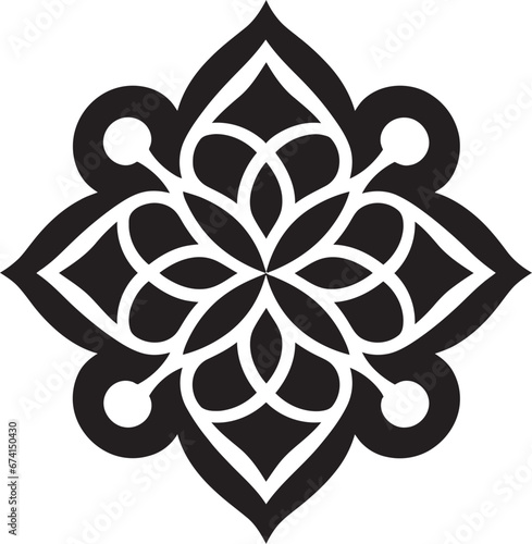 Arabic Treasures Unveiled Floral Tiles Vector Arabesque Symmetry Black Floral Pattern Emblem
