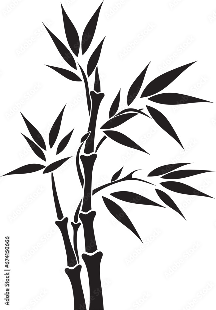 Obraz premium Bamboo Zen Tranquil Emblem in Black Vector Artistry Unveiled Black Bamboo Plant Logo