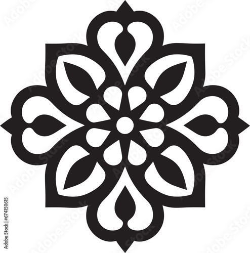 Floral Harmony Unleashed Arabic Tiles Logo Icon Arabic Treasures in Black and Silver Floral Pattern Emblem