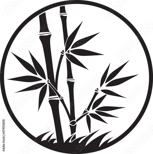 Black and Bold Bamboo Plant Vector Emblem Iconic Natural Beauty Black Bamboo Logo