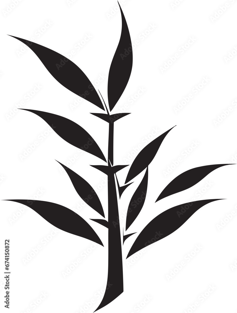 Obraz premium Bamboo Elegance Black Logo Design with Vector Icon Black and Bold Iconic Bamboo Plant Vector