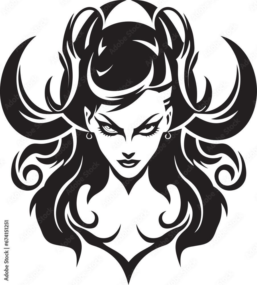 Seductive Beauty in Black Devilish Demon Logo Elegant Eruption Iconic Enchantment with Beautiful Female Demon Seductive Beauty in Black Devilish Demon Logo Elegant Eruption Iconic Enchantment with Beautiful Female Demon