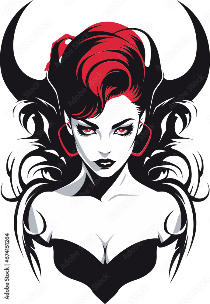 Sensual Enchantment Black Logo with Tempting Demon Mystical Temptation Vector Icon of Sinful Demon Sensual Enchantment Black Logo with Tempting Demon Mystical Temptation Vector Icon of Sinful Demon