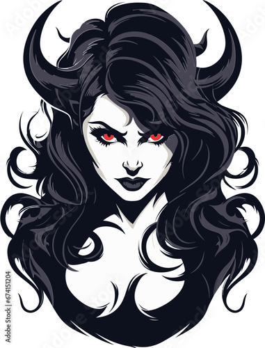 Demon Elegance in Monochrome Black Vector Icon Vector Artistry Redefined Sinful Demon Emblem
