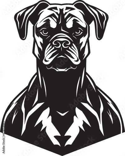 Black Beauty Boxer Dog Logo Mastery Exquisite Sporty Art Boxer Dog in Black Vector