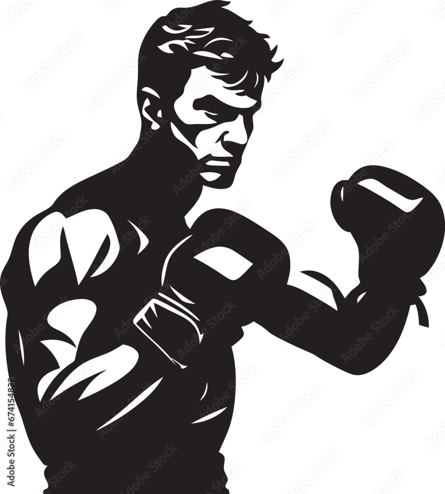 Black and Dynamic Boxing Man Vector Symbol Majestic Fighter Pugilistic Man Logo Black and Dynamic Boxing Man Vector Symbol Majestic Fighter Pugilistic Man Logo