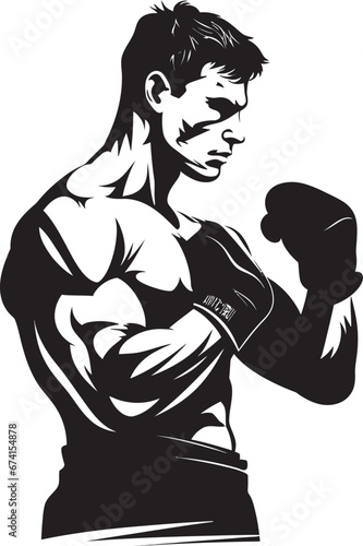 Wallpaper Mural Majestic Fighter Pugilistic Man Logo Sporty Elegance in Monochrome Black Vector Icon Torontodigital.ca