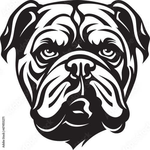 Monochromatic Power Black Bulldog Vector Icon Bold and Fearless Black Logo with Bulldog