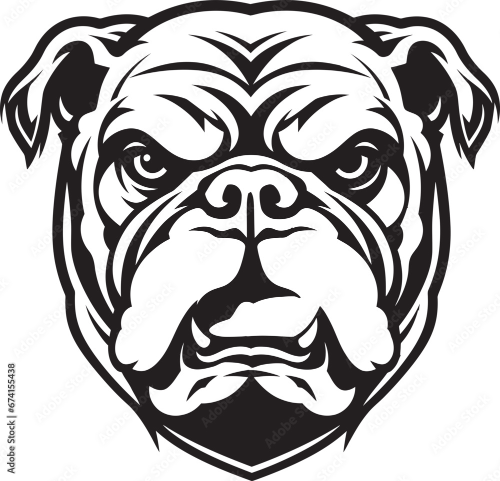Fearless Defender Black Logo with Bulldog Icon Bulldog Royalty Black Logo Vector Icon