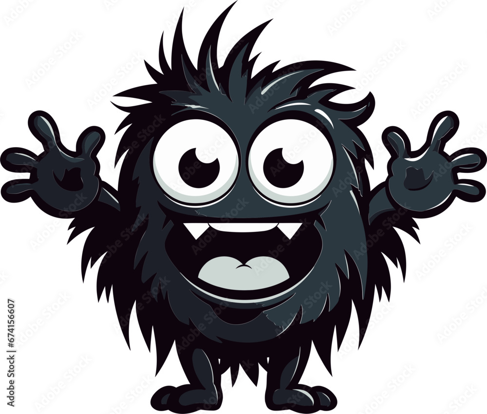 Iconic Creature Cartoon Monster in Black Logo Monstrous Marvel Black Cartoon Monster Logo Icon