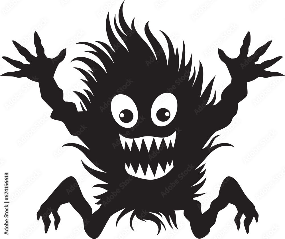 Creepy Cartoon Monster Design Emblem in Black Black Beauty Cartoon Monster Logo Mastery