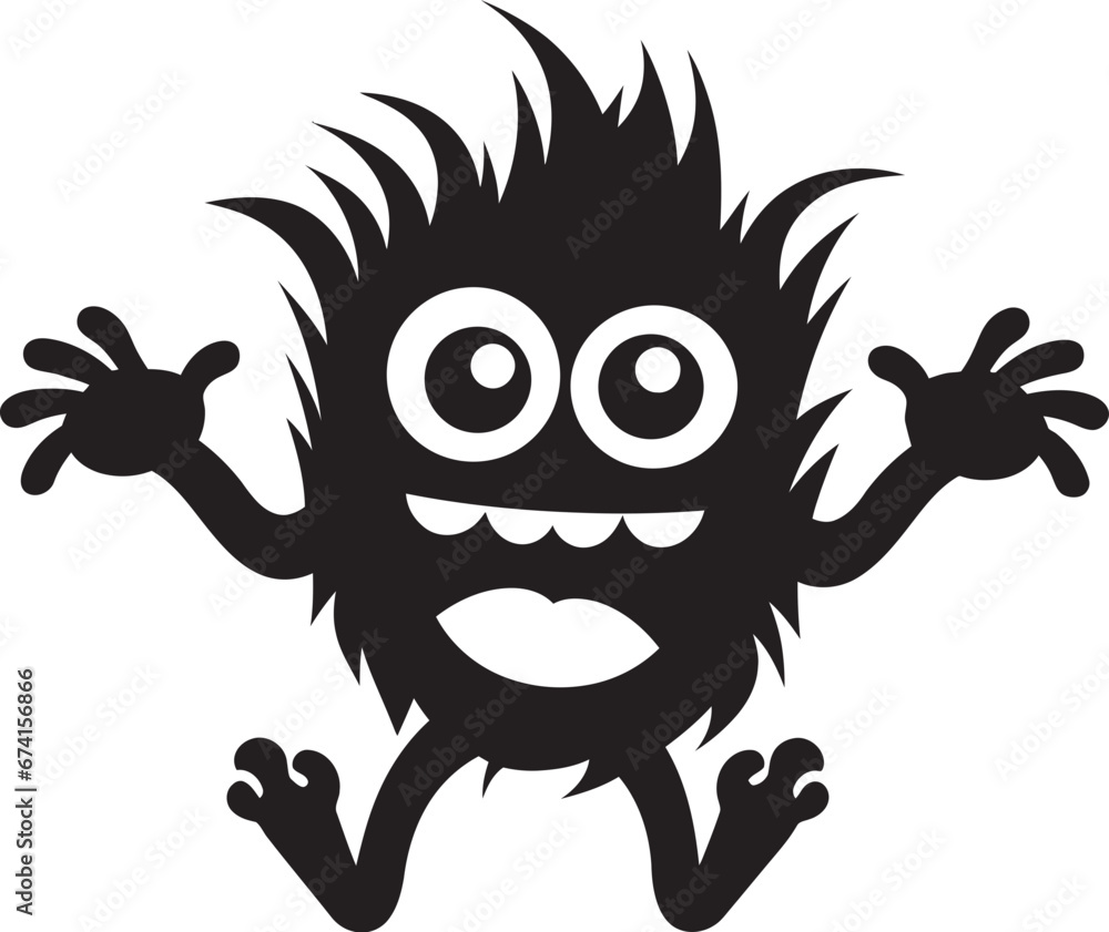 Monstrous Charm Unveiled Black Logo with Cartoon Creature Beastly Beauty Vector Icon in Black