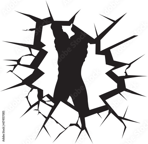 Kapow Comic Book Design Broken Wall Emblem in Black Black Beauty Comic Book Broken Wall Logo Mastery