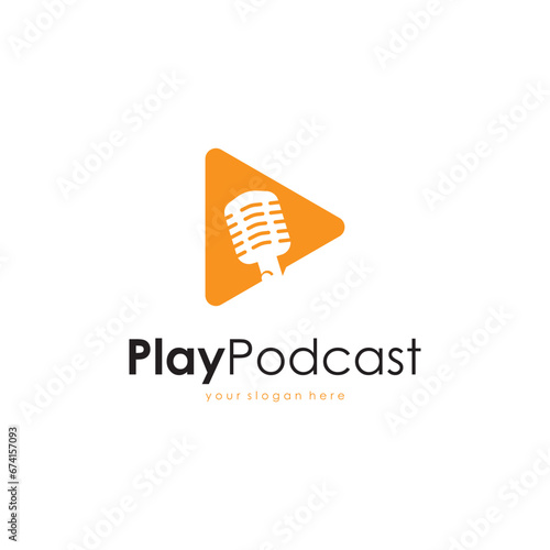 Podcast logo vector illustration design