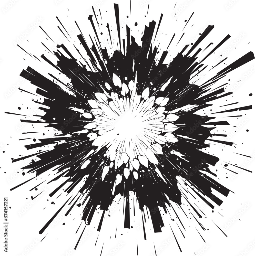 Obraz premium Exciting Explosion Black Vector Icon Dynamic Burst Black Logo with Comic Explosion