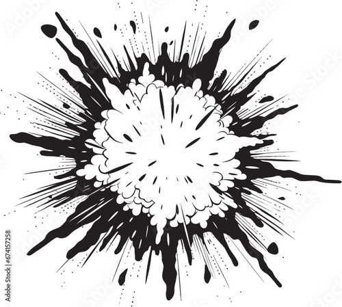 Thrilling Explosion Comic Logo in Black Dynamic Breakdown Black Vector Icon