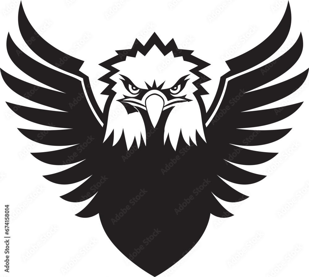 Fototapeta premium Regal Flight Black Logo with Eagle Wings of Majesty Vector Icon in Black