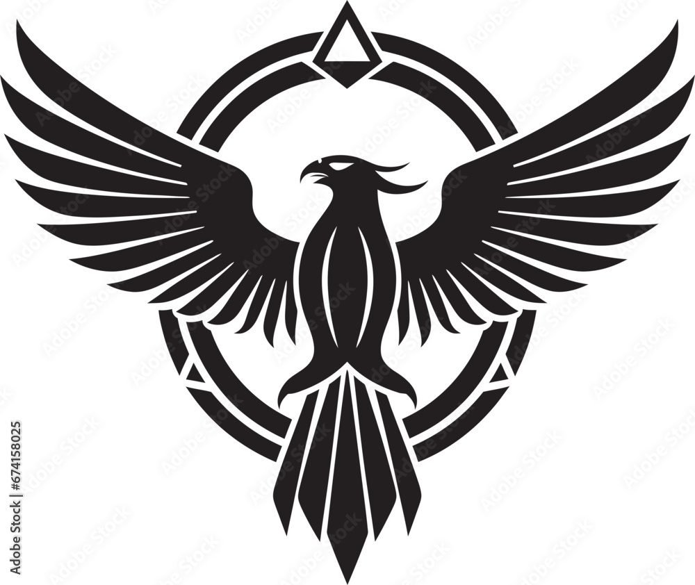 Obraz premium Iconic Majesty Unleashed Black Emblem Design Black and Fearless Eagle Vector Symbol