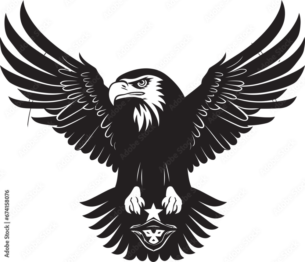 Fototapeta premium Powerful Predator Black Eagle Icon in Vector Aerial Supremacy Black Eagle Design Logo