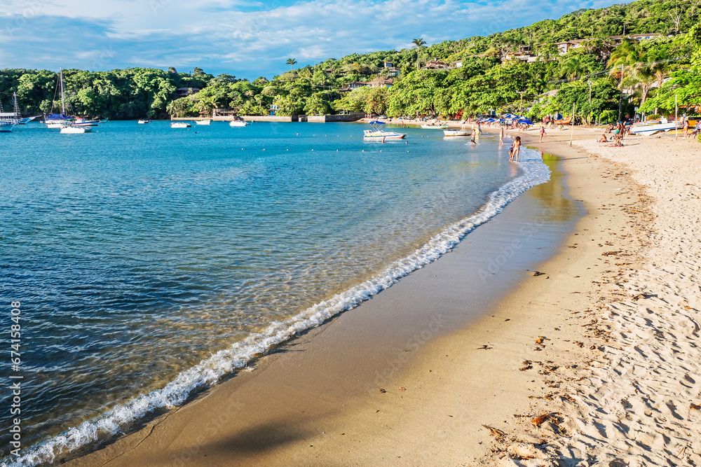 The idyllic Praia dos Ossos, with its clear, calm waters. in Armação de Buzios, Buzios, Rio de Janeiro, Brazil, 2021